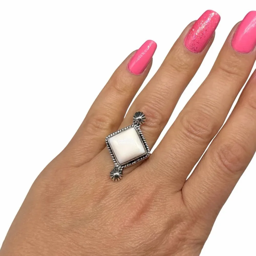 Pink Conch Shell Ring Size 10 Solid 925 Sterling Silver